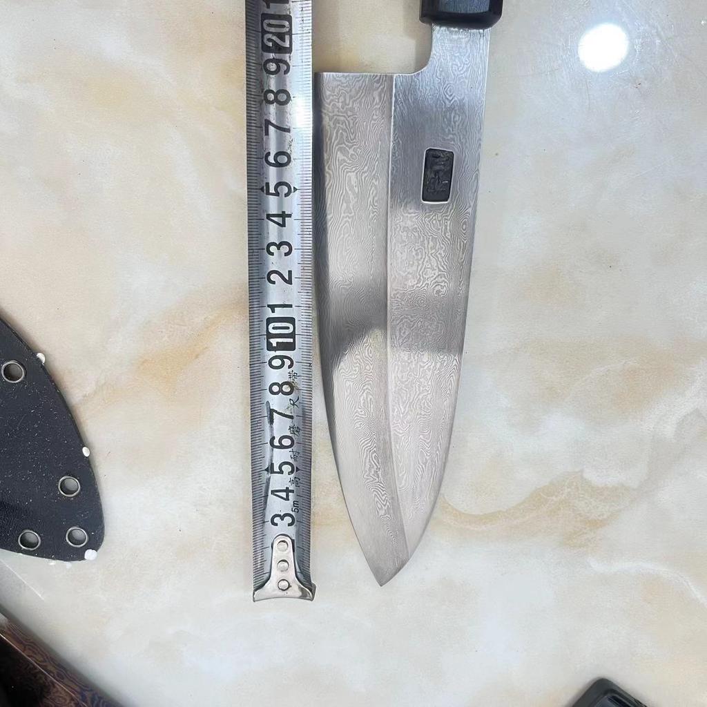 7-дюймовый нож Деба Одностороннее лезвие Ручная работа Дамасская сталь Бритвенно-острый Тесак Для нарезки сашими Суши Кухонные ножи С чехлом