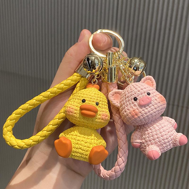 Cartoon Cute Pig Exquisite Small Animal Keychain Wool Emotional Couple Doll Bag Pendant Car Keyring Female
