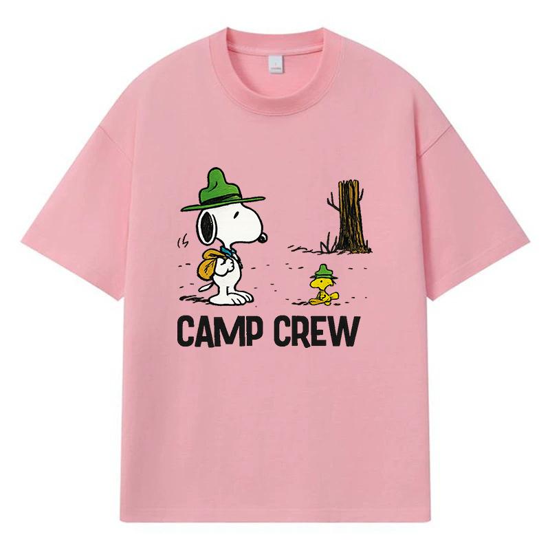 2026 Снупи и Вудсток Печатная Графика Y2k Харадзюку Уличная Одежда 100% Хлопок Футболка Повседневная Оверсайз Летняя Мужская Футболка