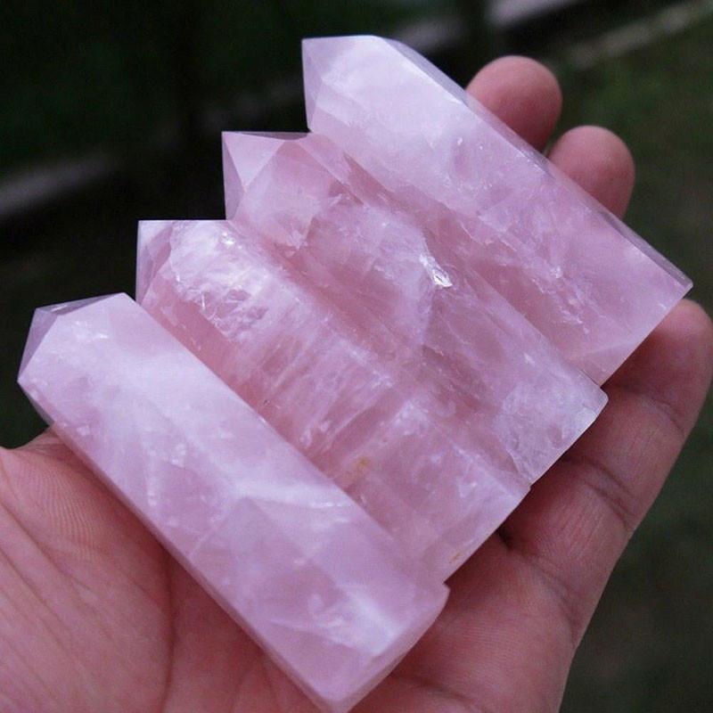 Exquisite Natural Rock Rose Quartz Crystal Point Healing Stone Obelisk Wand For Spiritual Growth