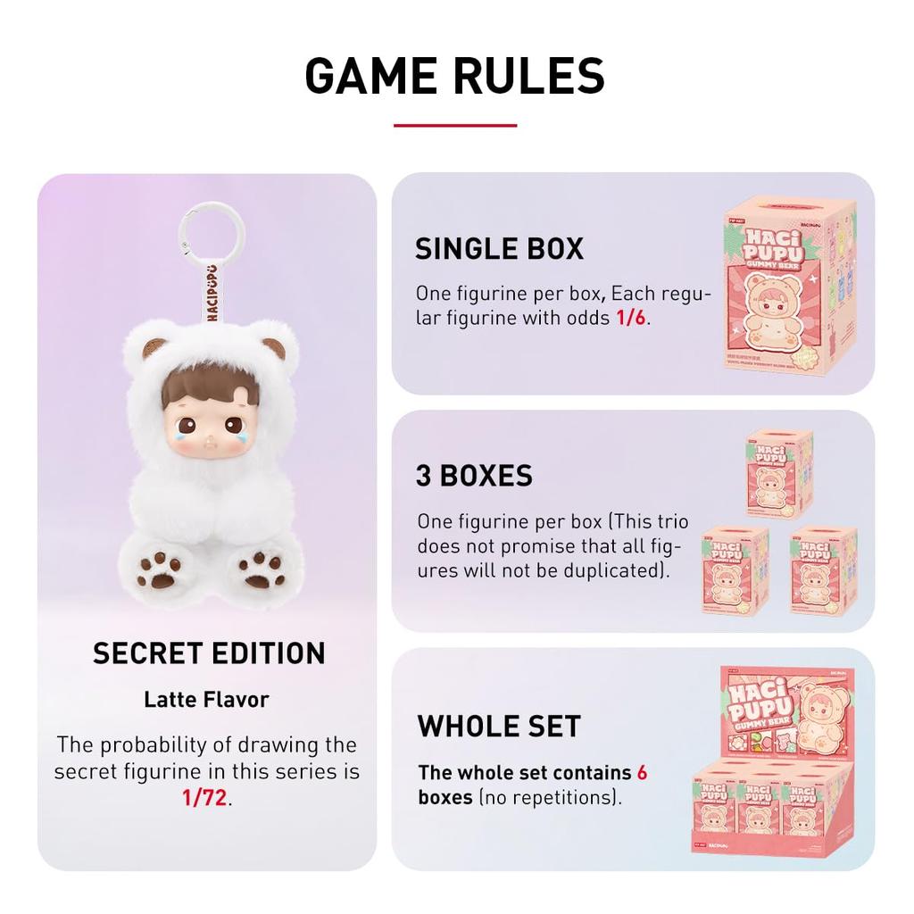 POP MART HACIPUPU Gummy Bear Series Plush Pendants Box of Pop Mart Gachapon Blind Box Figures Plastic Model Premium Toys PVC Soft Vinyl Original