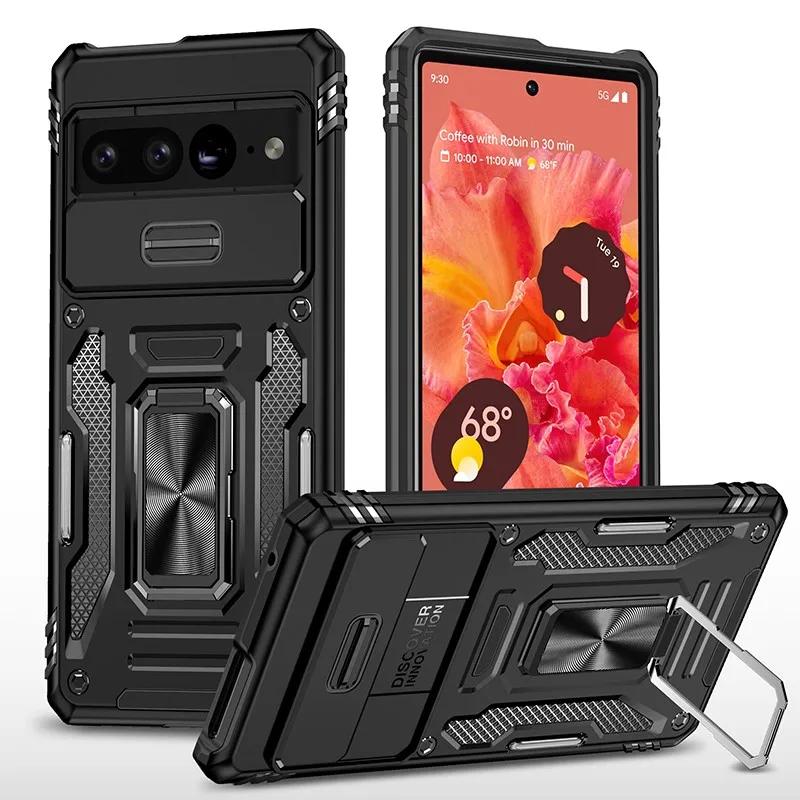 Прочный Чехол для Google Pixel 10A 10 Pro XL 9A 8 Pro Pixel 7 Pro Сдвижная Защита Камеры Полностью Прочный Военного Класса Подставка Ударопрочный Чехол