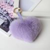 Rex Rabbit Fur Heart Fluffy Fur Keychain Cartoon Design Heart Plush Pendant  Bag Decoration