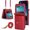 Suitable for moto Razr 70 mobile phone leather case, foldable solid color backpack, Samsung Z Flip8 flip cover with card slot case 6