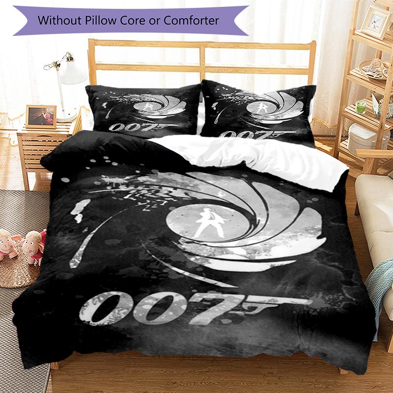 3pcs 007 James Bond Bedding Set Duvet Cover Closure Includes 1 Duvet Cover & 2 Pillowcases, Soft and Comfortable for All Seasons.