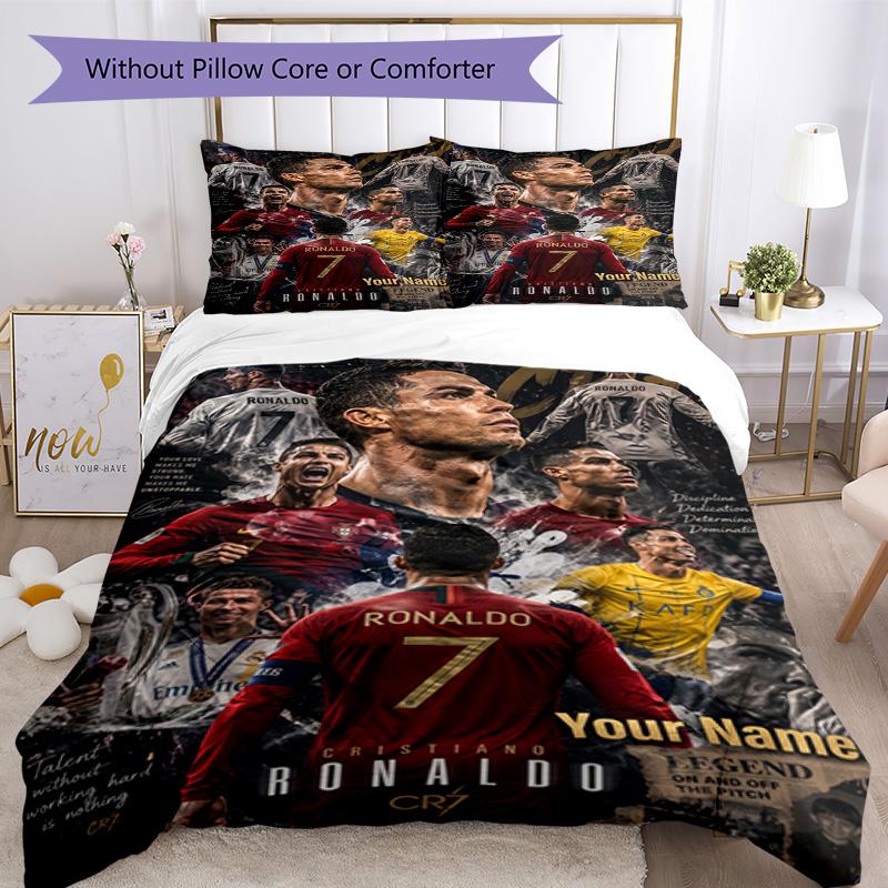 Cristiano Ronaldo Customize Text Bed Linens Design for Bedrooms Breathable Duvet Cover Home Decor Perfect Gift for Friends & Family