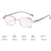 Ladies Rimless Blue Light Blocking Glasses Unisex Diamond Cutting Presbyopia Eyeglasses Finished Prescription Reading Eyewear