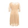 Women's Temperament Three-quarter Sleeve Lace Casual Solid Color O-Neck Plus Size Dress
