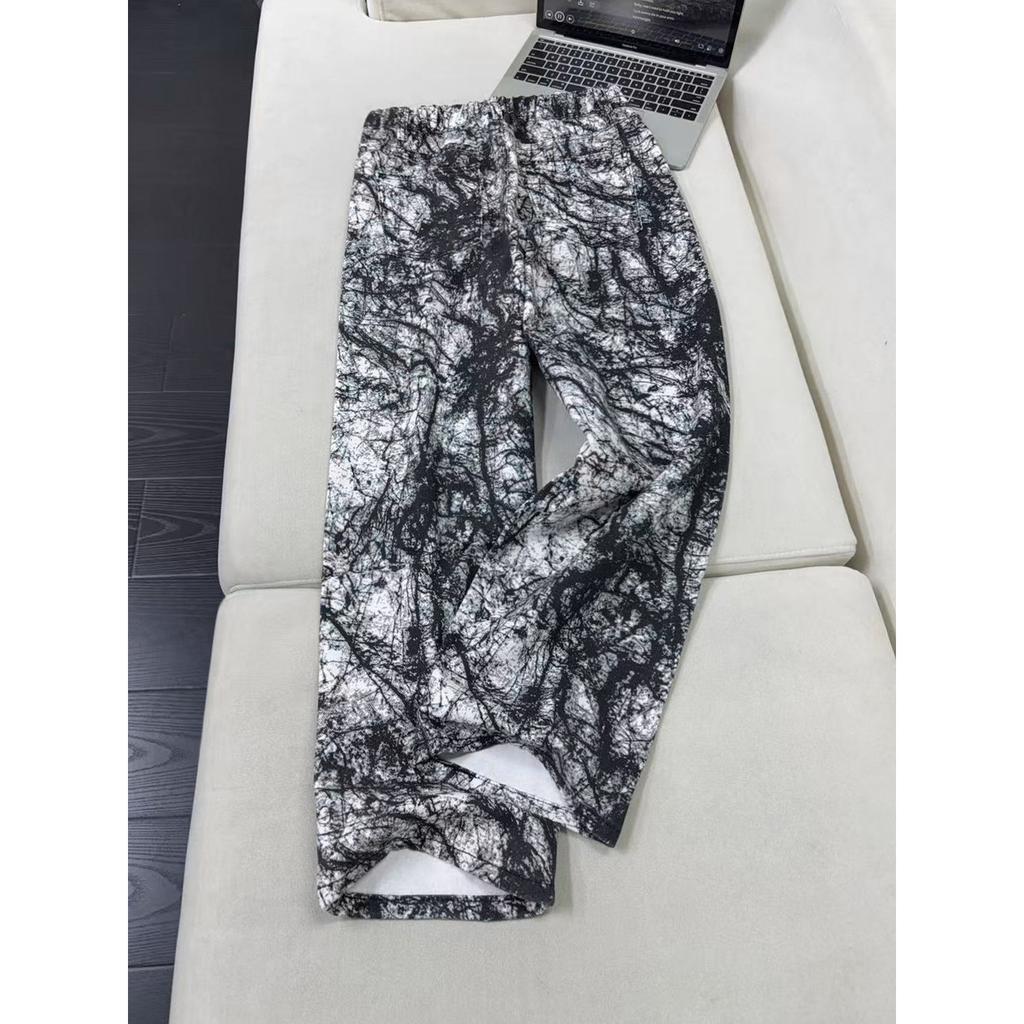Джинсы с текстурой tie-dye Cleanfit, черно-белые, мужские, дерзкие, красивые, высококачественные, стиранные, камуфляжные брюки, прямой крой, брюки с легкой растяжкой