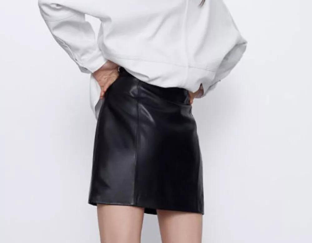 Lambskin Leather Unique Black Women Designer Slim Fit Skirt Sexy 100% Genuine