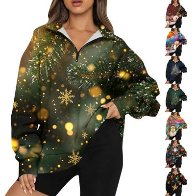 Женская повседневная мода с длинным рукавом и принтом, свободный свитшот на молнии