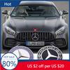 EZB2  Hot 2025 Car Engine Logo Metal Flat Hood Emblem Front Badge Accessories For Mercedes Benz AMG W204 W205 W203 W211 W212 W213 W201