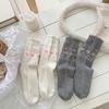 Mid-calf Socks for Autumn and Winter, Women's Bow-trimmed Warm Cloud Fleece Socks, Pile Socks