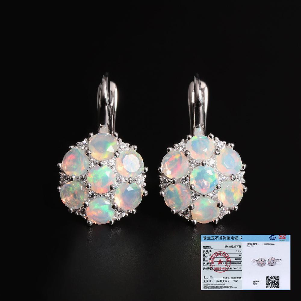 Камень октября, великолепные, насыщенные цвета, натуральные круглые серьги с опалом из серебра 925 пробы, легкие, роскошные ювелирные изделия в подарок для женщин и девушек