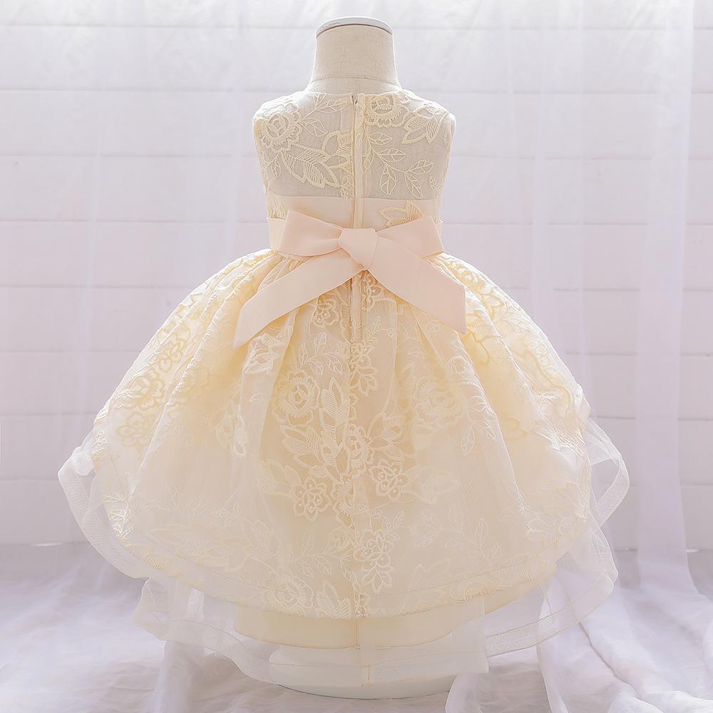 Вечернее платье для новорожденных девочек 0, 1, 2 лет, элегантное элегантное платье принцессы с открытой спиной и свадьбой, днём рождения, пышное платье для девочек