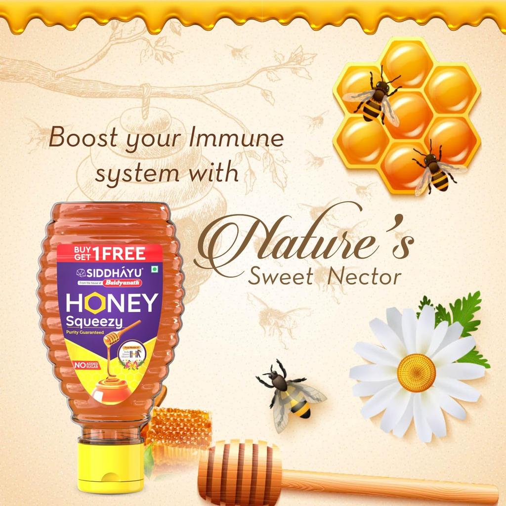 Baidyanath Asli Ayurved Honey Squeezy 400 Gm X 2 Pack Natural Immunity Boost No Sugar Added