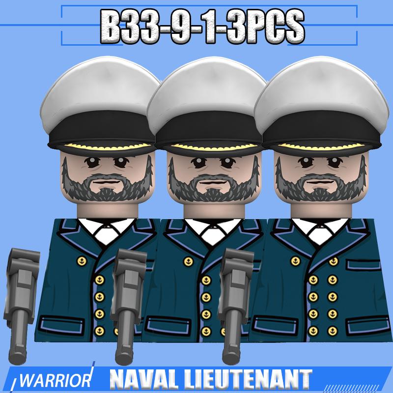 Фигурки военных моряков времен Второй мировой войны, строительные блоки, лидер, армейский воин, командир лодки, артиллерийские аксессуары, кирпичики-оружие, игрушки, подарки