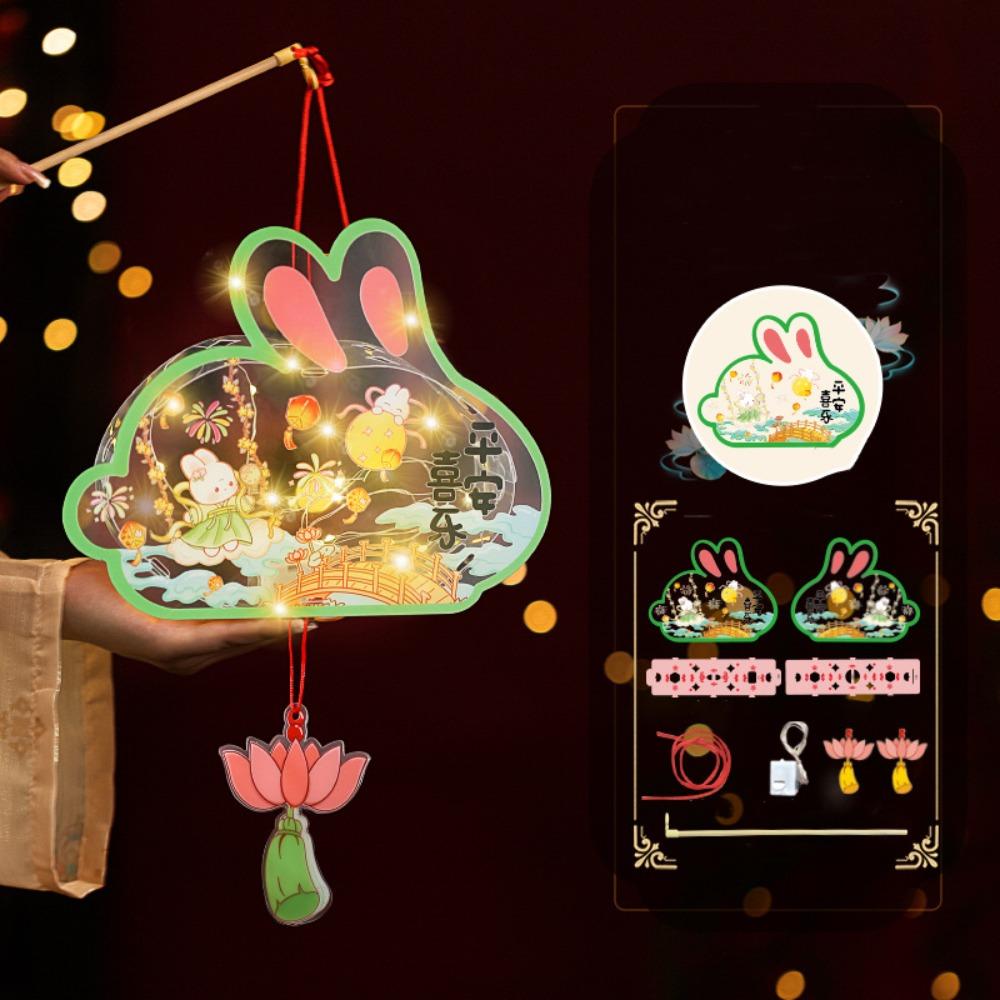 Glowing Mid-Autumn Festival Lantern DIY Handmade Light-Up Bunny Lantern  Party Decoration