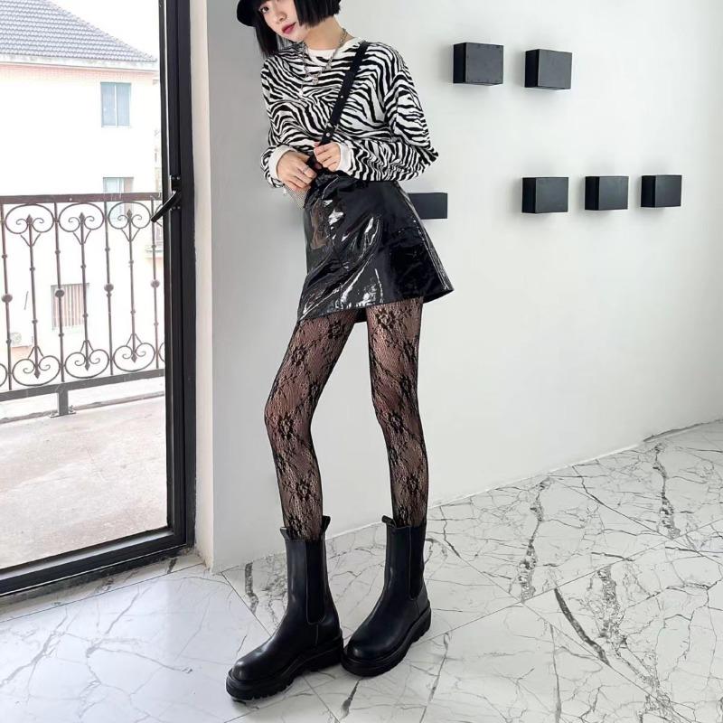 Новый дизайн готические девушки большие бабочки ажурные чулки ретро полые сетчатые розы нейлоновые колготки сетчатые чулки женские