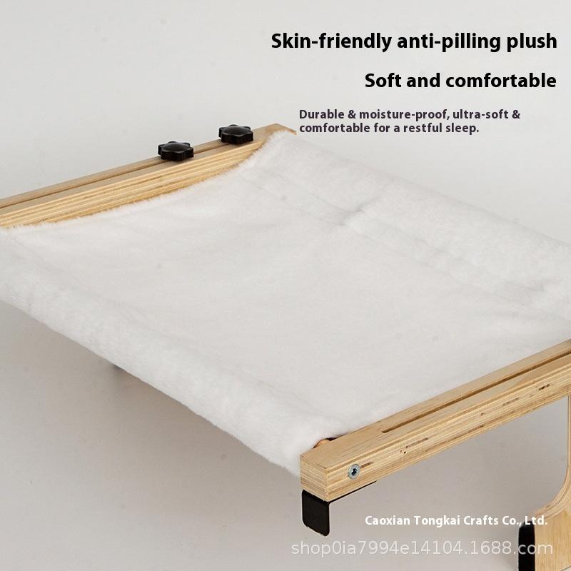 Wooden Cat Hammock Hanging Nest Hanging Bed On the Window Hanging Balcony Hanging Cat Nest by the Bed Basking In the Sun Plush Pet Bed