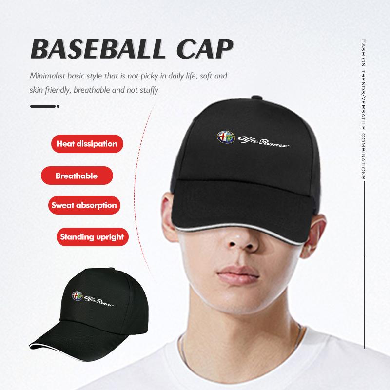 Car Baseball Cap Cotton Print Outdoor Racing Flat Tongue Hat Gift For Alfa Romeo Giulietta GT 159 147 156 Mito Brera Giulia zw9
