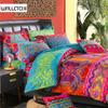 Exotic Boho Duvet Cover Set Soft Bohemian Bedding Red Teal Mandala Printed Bedding Reversible Striped Zipper Bed Comforter Cover