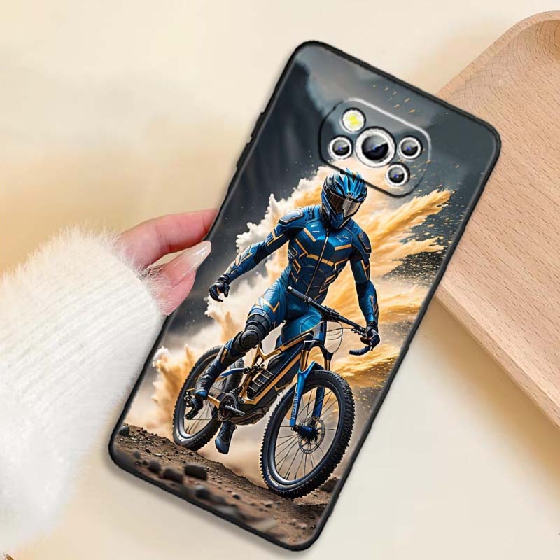 Креативная крутая накладка для телефона с мотоциклистом Для Xiaomi Mi Poco F3 F4 F5 F6 X3 X4 X5 X6 X7 M3 M4 M5 M6 M7 GT Pro 5G Черный Чехол для Телефона