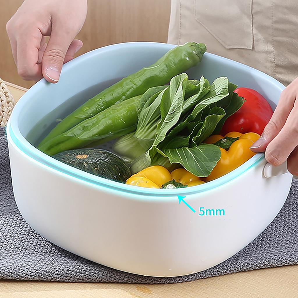 Fruit Vegetable Washing Strainer Baskets, Drain Cooked Pasta Dry Dishes Bowl, Portable Double Layered Cleaning Plate Drain Basin For Kitchen