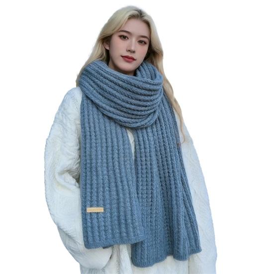 Women Scarf Thickened Warm Solid Color Scarf Autumn Winter Versatile Comfortable Knitting Long Scarf Fashion Accessory