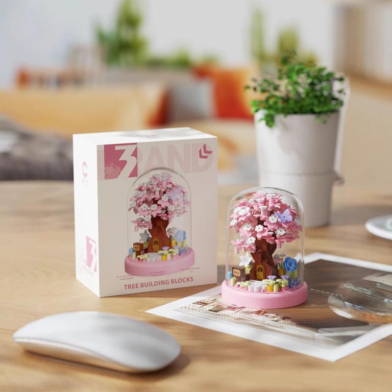 Подарок на День святого Валентина Конструктор Букет Пазл Сборка Картинка Игрушка Украшения Домик на дереве Сакура
