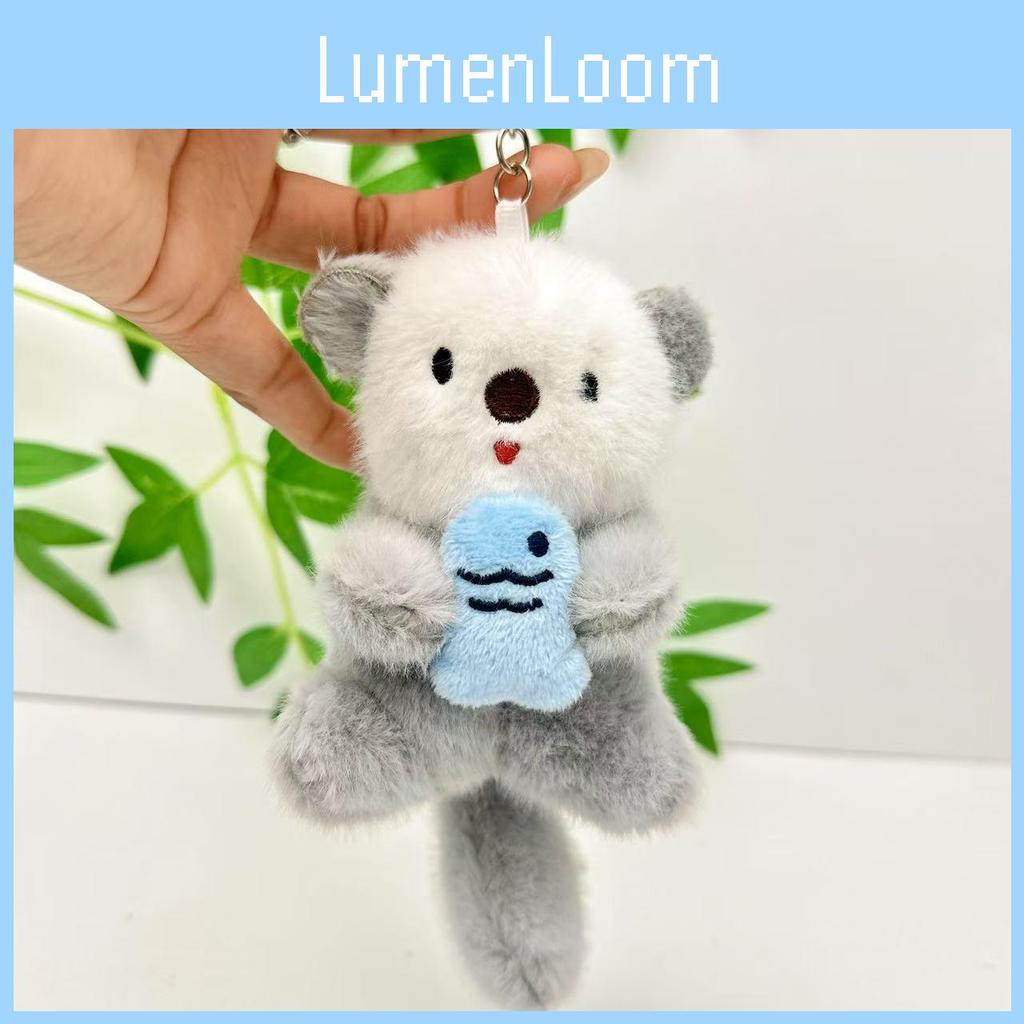 Otter Cute Holding Fish Keychain Soft Plush Toy For Car Keys And Bag Accessories