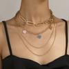 Trendy Gold Multi-layered Geometric Chain Necklace Stylish Fashionable Jewelry For Women