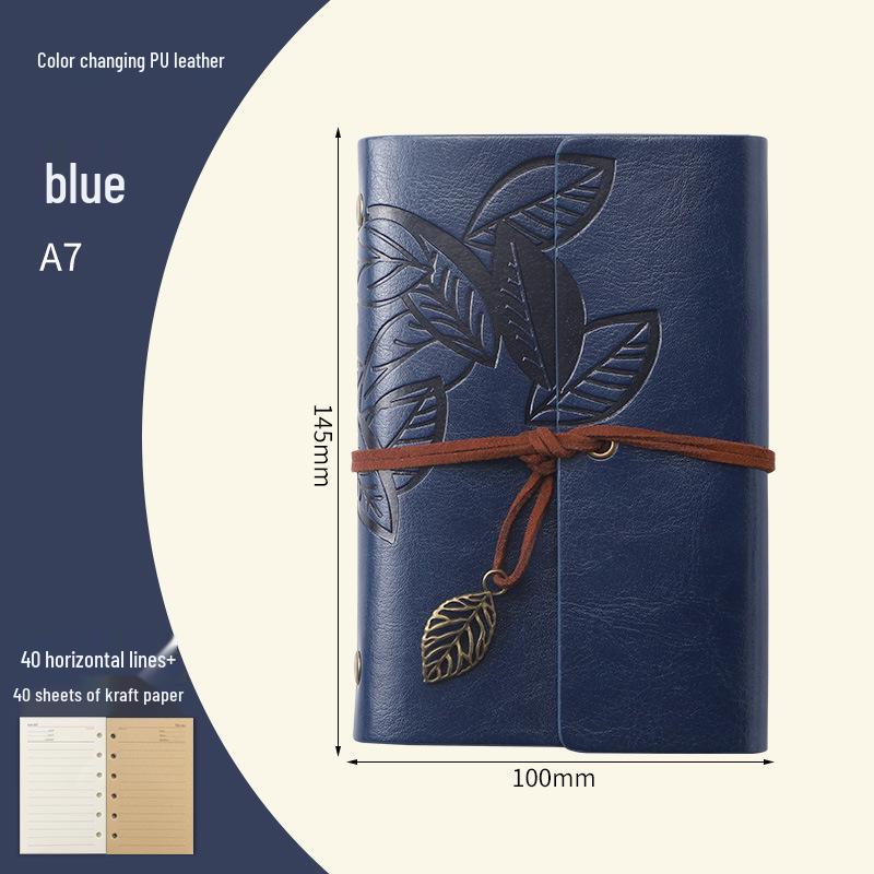 Retro Leaf Ring-Bound Travel Journal Notebook