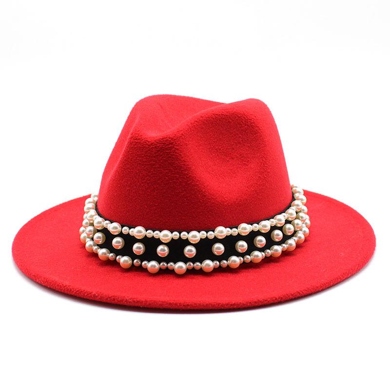 Jazz Hat, Pearl Top Hat, Женская модная мужская и женская шерстяная шляпа