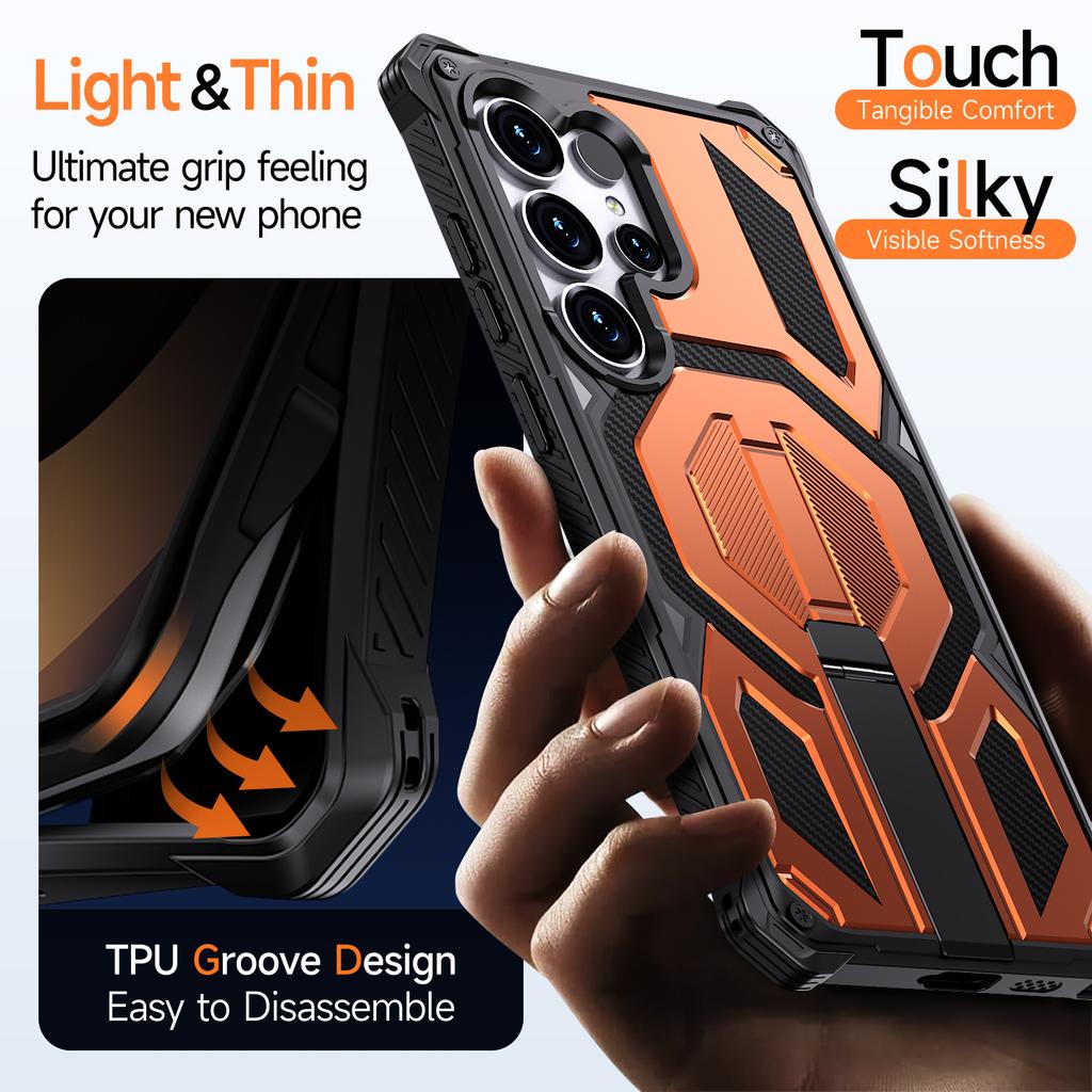 For Samsung Galaxy S24 Ultra Magnetic Case Rotating Kickstand PC + TPU Shockproof Drop-proof Phone Cover