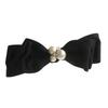 VINGTAINE Cotton Pearl Bijou Satin Ribbon Barrette Elegant Office 3D Hair Accessory Kiska [Vantaine] H-992-BK-