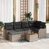 VidaXL 7-Piece Garden Sofa Set with Grey Cushions Poly Rattan Acacia 3356144