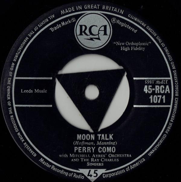 7-дюймовая пластинка PERRY COMO Moon Talk 45RCA1071 RCA 1958 UK Pop Б/у