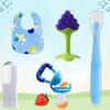 Baby Feeding & Care Combo – Finger Brush, Teether, Fruit Feeder, Silicone Spoon & Bib (Pack of 5)