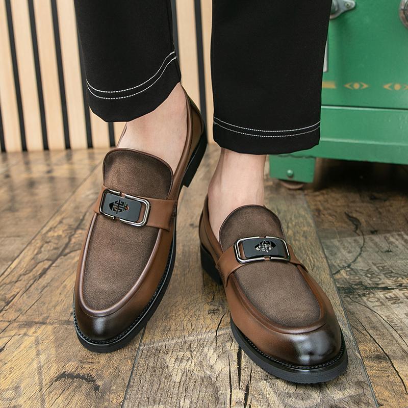 Мужские кожаные туфли без застежек Деловые туфли Повседневные туфли-лоферы Оксфорды Свадебные туфли