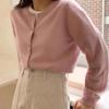 Autumn and Winter Long Sleeve O-neck Sweater Coat Korean Solid Button Short Knitted Cardigan Casual Loose Sweater Jacket 29384
