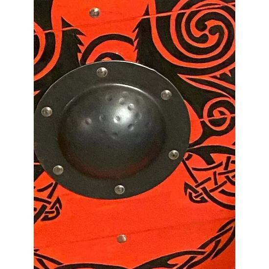 Средневековый викинг Eivor Valhalla Raven Shield Authentic Battle изношен.