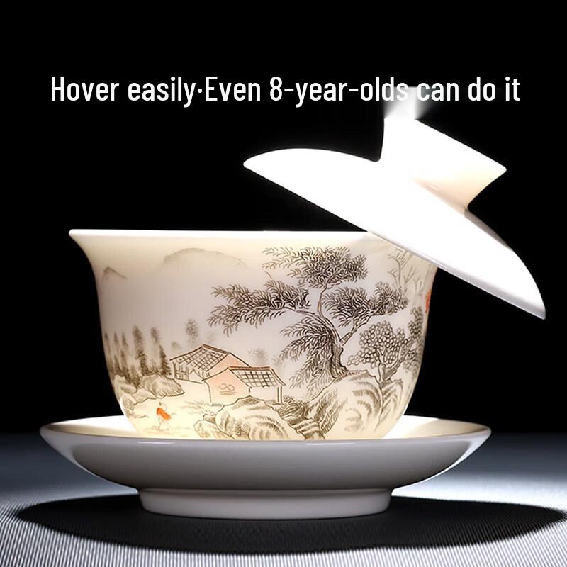 Premium Rotating Ceramic Gaiwan Tea Cup