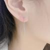 Серьги-мочки для ушей из серебра 925 пробы, модные женские длинные элегантные серьги для похудения на маленькое лицо, серебряная линия ушей