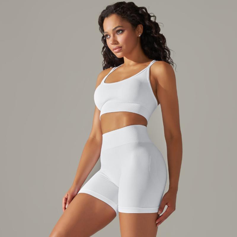 Nessaj Summer Yoga Set Women Fitness Suits Seamless Push Up Bra High Waist Shorts Gym Sportswear