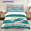 Постельное белье с узором Miami Dolphins Комплект одеял Покрывало Наволочка Домашний Декор Подарок на День Рождения (1 пододеяльник + 2 наволочки, без наполнителя)