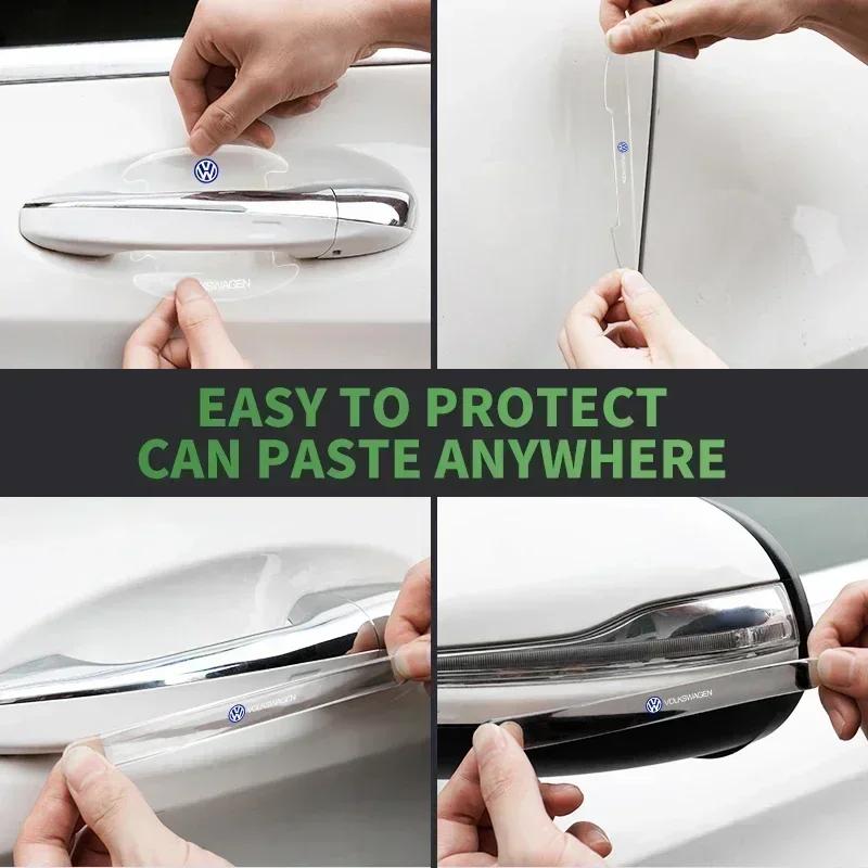 VW Car Door Handle Bowl Scratch Transparent Stickers Anti-collision Strip For Volkswagen VW Golf 4 7 MK3 4 7 Touran Polo Passat