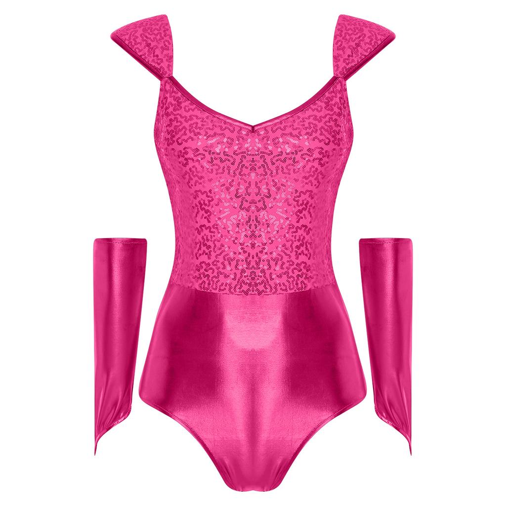 Женское блестящее боди с пайетками, металлик, блестящее, со съемными рукавами, пэчворк, облегающий леотард, клубная одежда, костюм на Хэллоуин