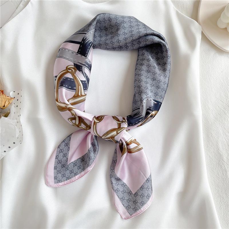 Literature and art new spring and summer thin small square scarf female imitation silk sunshade sunscreen silk scarf, scarf decorative printing small