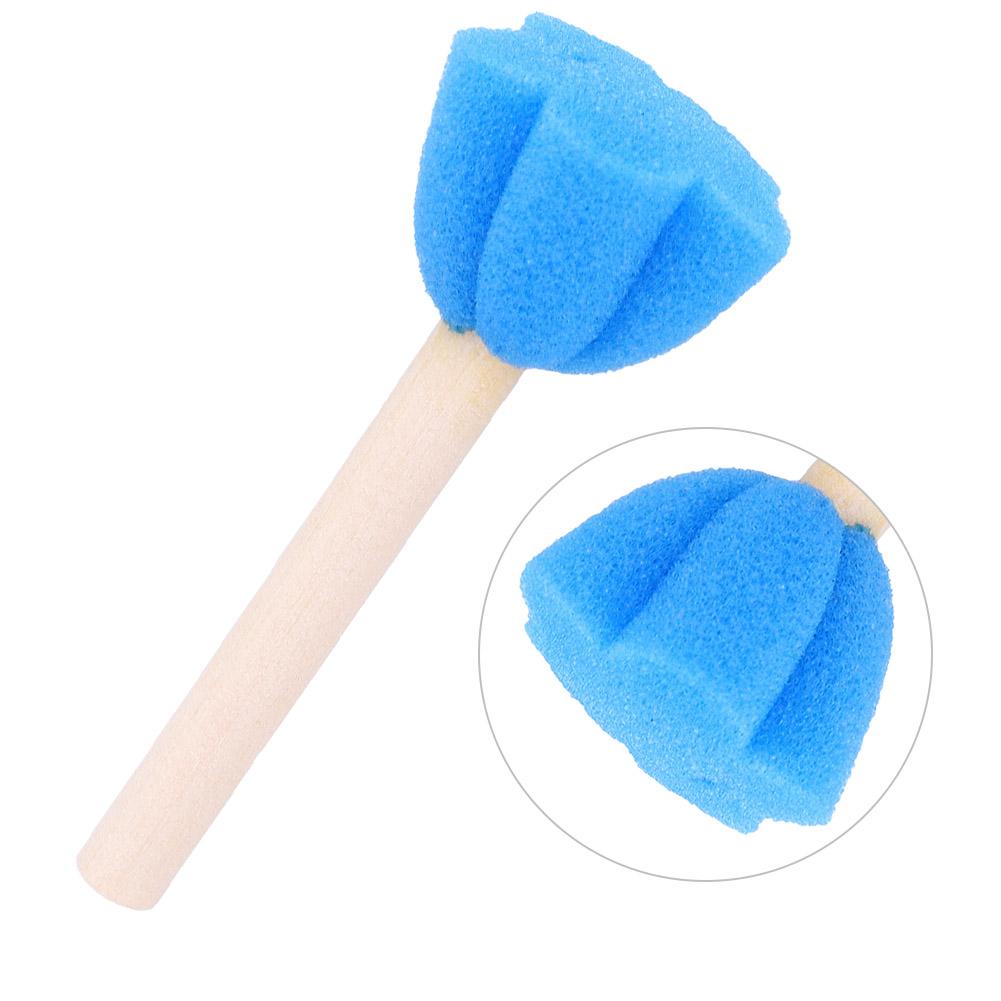 5шт красочные мини DIY живопись губка уплотнения кисти инструмент деревянная ручка рисунок игрушка поставки